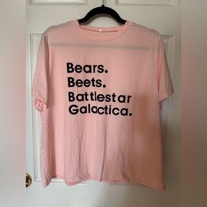 Bears beets battlestar galactica tshirt pink